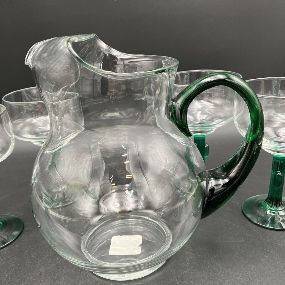 Jarro México Crisa Margarita, cabo verde aplicado com 3 Lg 3 copos médios - Imagem 2 de 4