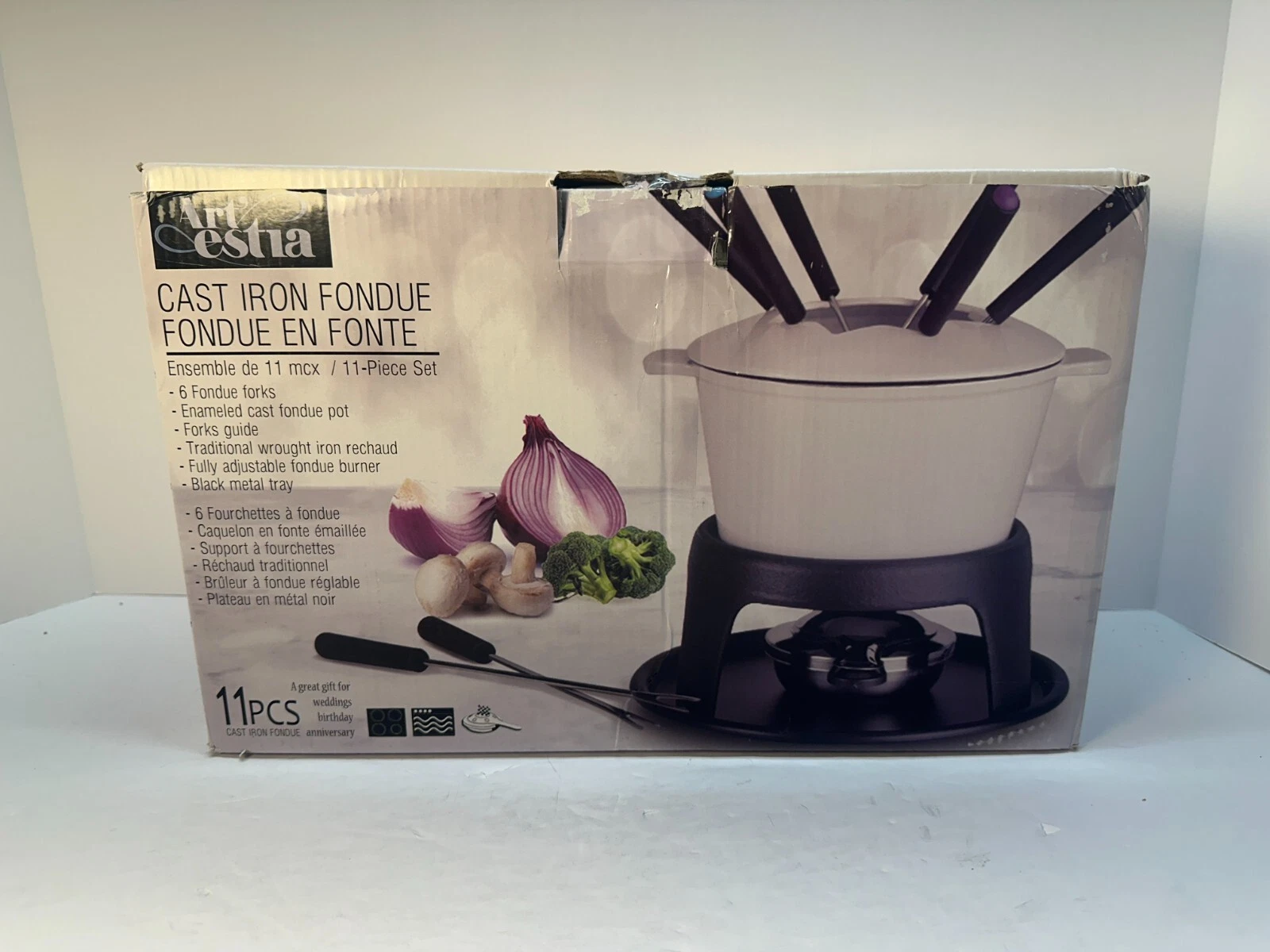 Cast Iron Fondue Pot Set For Meat Chocolate & Cheese White Artestia
Opens in a new window or tab