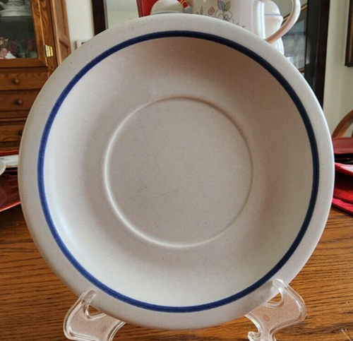 Yorktowne Saucers (pair) 6 3/4" Pfaltzgraff backstamp Grey Stoneware Grey Blue !