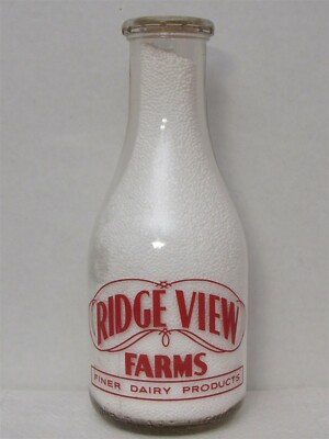 TRPQ Milk Bottle Ridge View Farms Farm Dairy Evanston IL COOK COUNTY Long Life