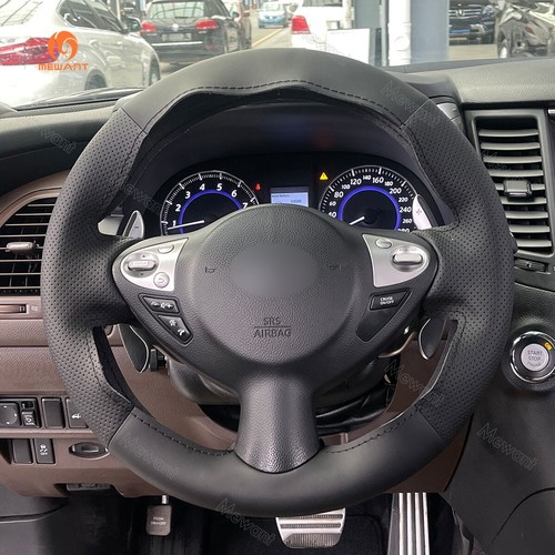 MEWANT PU Leather Steering Wheel Cover for Infiniti FX35 QX70 Nissan Juke F15 - Foto 8 di 10