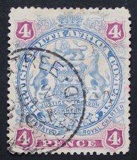 Rhodesia 1897 Four Pence with FIGTREE Month Day (SC) postmark