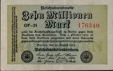 1923 Germany Weimar Republic  10.000.000 / 10 million Mark Banknote