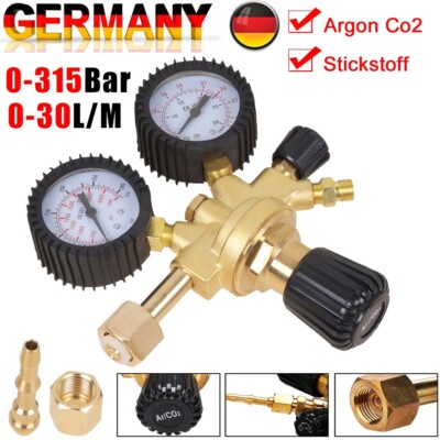 Druckminderer 315 Bar Druckregler Manometer MIG MAG WIG Argon Co2/Stickstoff DE