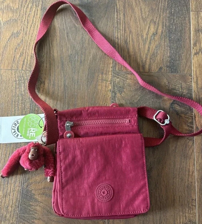 Bolso Bandolera Kipling Pequeño NUEVO El Dorado Regal Rojo Rubí Granate