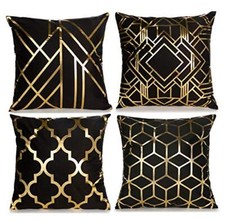 Home Decorative Set of 4 Throw Pillow Covers Gold Foil Pillow Covers 18  18 I...