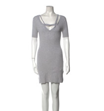 Designer casual Minnie Rose Scoop Neck Grey Mini Dress - Medium