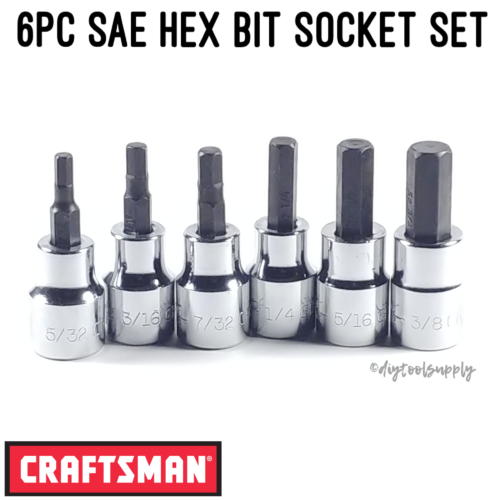 Craftsman Standard SAE Hex Bit Allen Key Socket Set 3/8" Drive Ratchet 6pc - Picture 1 of 1