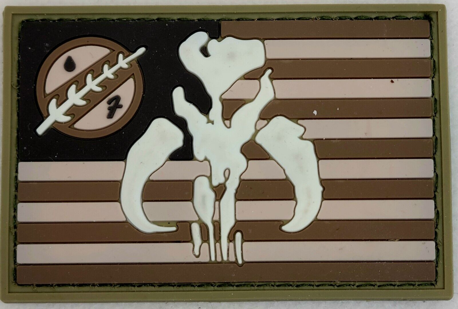 🔥Star Wars Boba Fett Flag Brown White Green Glows In Dark Rubber Tactical Patch