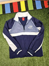 Nike boys pullover jacket windbreaker half zip mesh lining size M blue gray