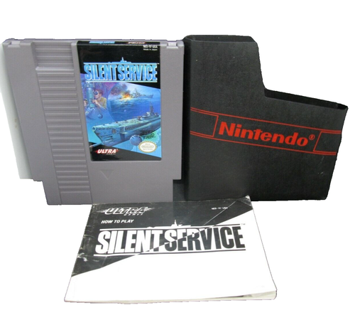 SILENT SERVICE ~ NES Cartridge & Manual (Nintendo Entertainment System, 1989)