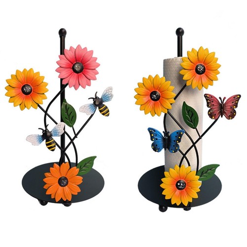 Sunflowers Kitchen Paper Towel Holder, Wrought Paper Roll Holders