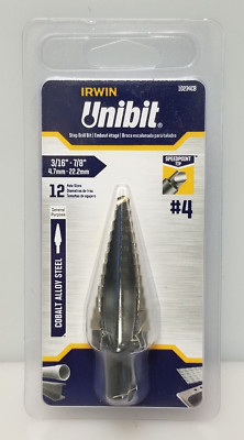 Irwin 10234CB #4 Unibit Step Drill Bit, 3/16'' - 7/8'', Speed Point Cobalt USA NEW