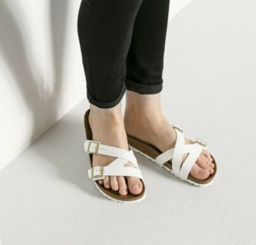 Birkenstock Womens Yao White Birko-flor Sandals EUR 41 (Narrow) 10 US  822698132845 | eBay