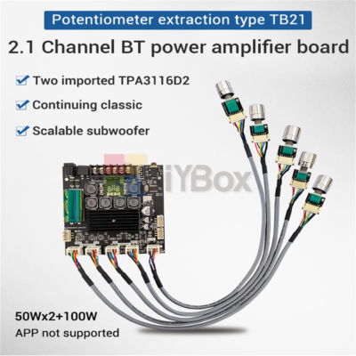ZK-TB21F TPA3116D2 Bluetooth 50W*2+100W 2.1 Channel Power Audio