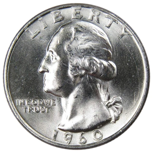 1960-D Washington Silver Quarter 25c BU Brilliant Uncirculated ++ Strong Detail