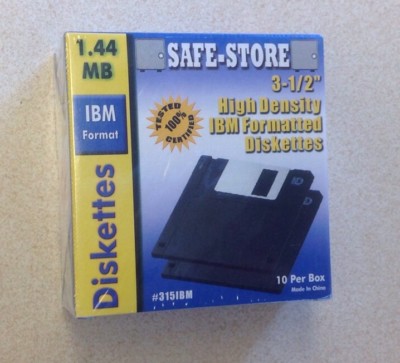 Free Shipping Safe-Store 3 ½  1.44MB High Density Floppy Diskettes 10 Pack NIB