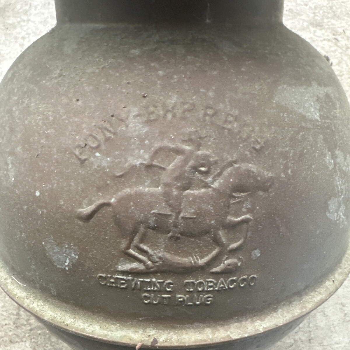 Vintage Brass Spittoon - Pony Express Chewing Tobacco Cut Plug Cuspidor 10  
