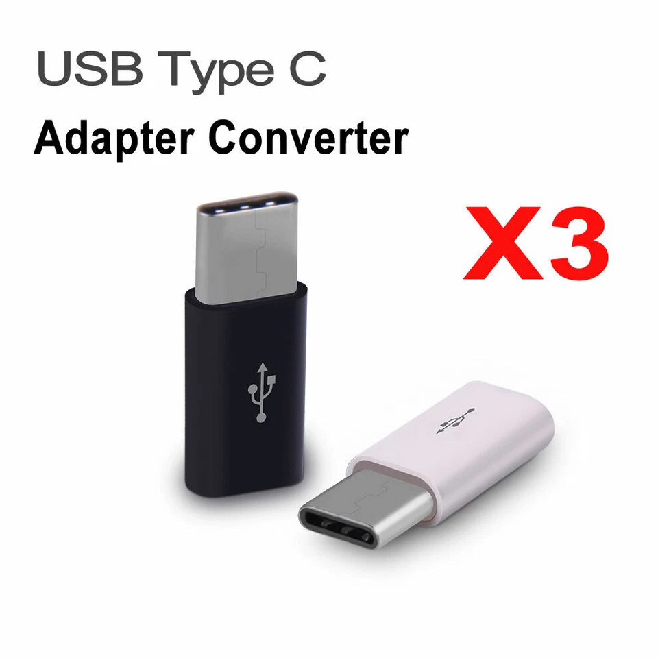 3pcs USB Type-C Male Connector to Micro USB Female Converter USB-C Adapter OTG - Image 2 of 4