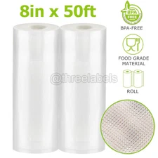 1-24 Rolls 8"x50' Vacuum Sealer Bags For Food Saver Embossed Bags 4 Mil 50 Feet