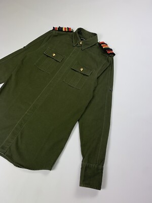 Balmain x H&M military heavy cotton long sleeve shirt overshirt