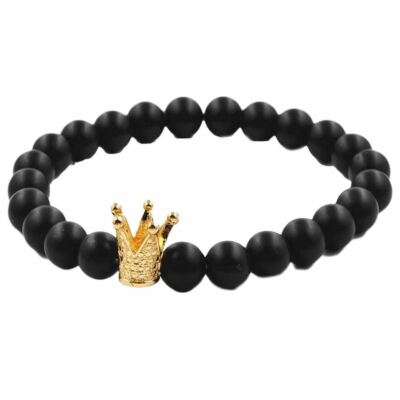 Matt Perlen Gold Krone Armband Top Qualität Herren Schmuck Geschenk A785