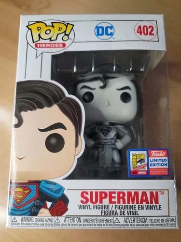 ASIA EXCLUSIVE BLACK METALLIC SUPERMAN FUNKO POP #402 2021  SDCC CON STICKER