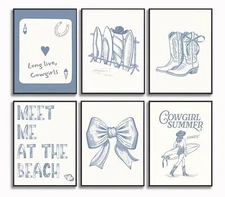 Godont Beach Flirt Coastal Granddaughter Wall Art Coastal Cowgirl Wall Art Pr...