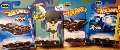 Hot Wheels DC Batman TV Series 1966 Batmobile Lot of 4 Different Variations 1:64