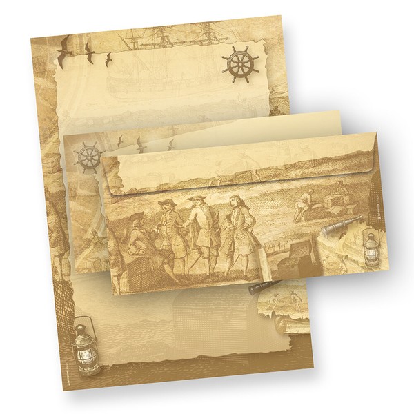 Tatmotive 25 X Briefpapier Set Piraten Din A4 Schatzkarte-image