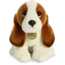 Authentic Aurora Miyoni Sitting BASSET HOUND Plush Toy Puppy Dog, NEW with Tags