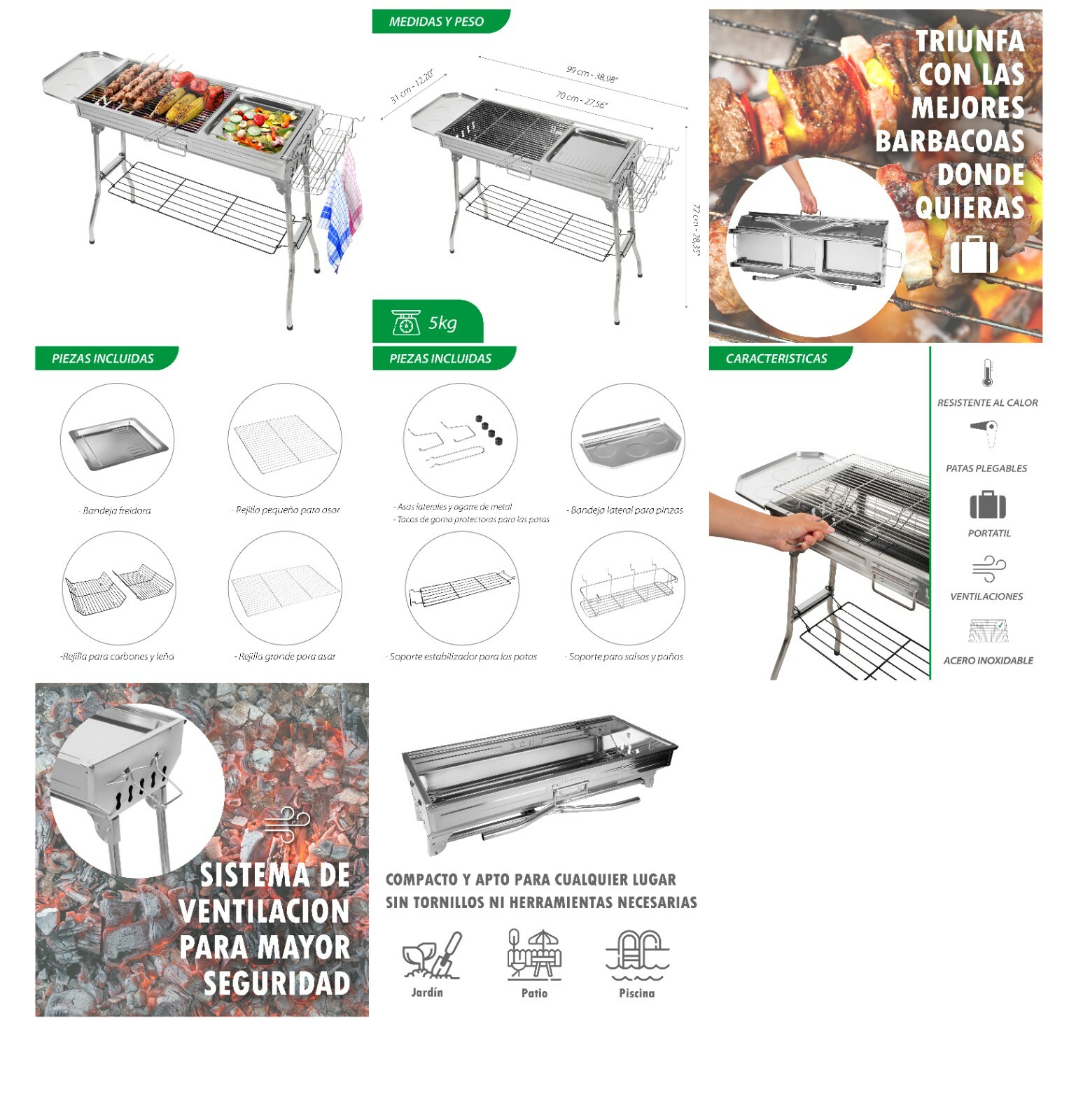 Outsunny - Barbacoa De Carbón Bbq Portátil Parilla De Carbón Plegable Acampada Picnic Al En Oferta Barbacoa De Carbón Bbq Portátil Parilla De Carbón Plegable Acampada Picnic Al