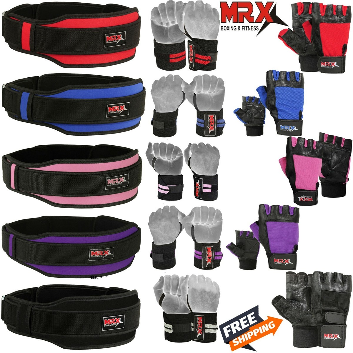 Weight Lifting Belt Gym Training Gloves Wrist Wraps Strap Workout