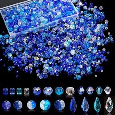 1000pcs Glass Beads for Jewelry Making Colorful Rainbow 4mm, 6mm, 8mm, Blue