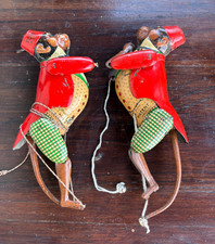 Antique Lehmann Tom 700 Tin Toy Climbing Monkey Germany 1930s Pair One Working