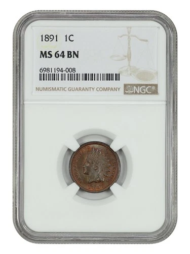 1891 1C NGC MS64BN - Indian Cent