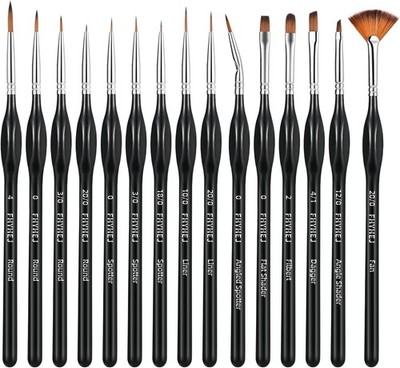 Detail Paint Brushes Set,15pcs Miniature Paint Brushes for Fine Detailing, Art P