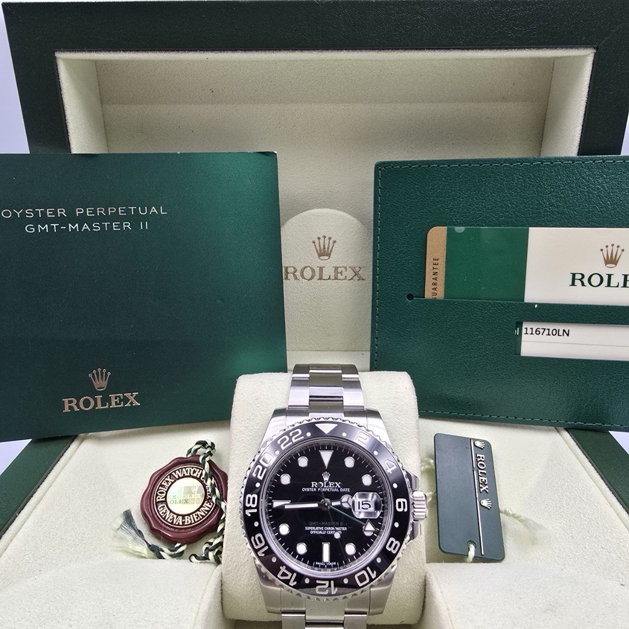 MINT 2015 PAPERS Rolex GMT Master II 116710LN Steel Ceramic Black 40mm Watch BOX