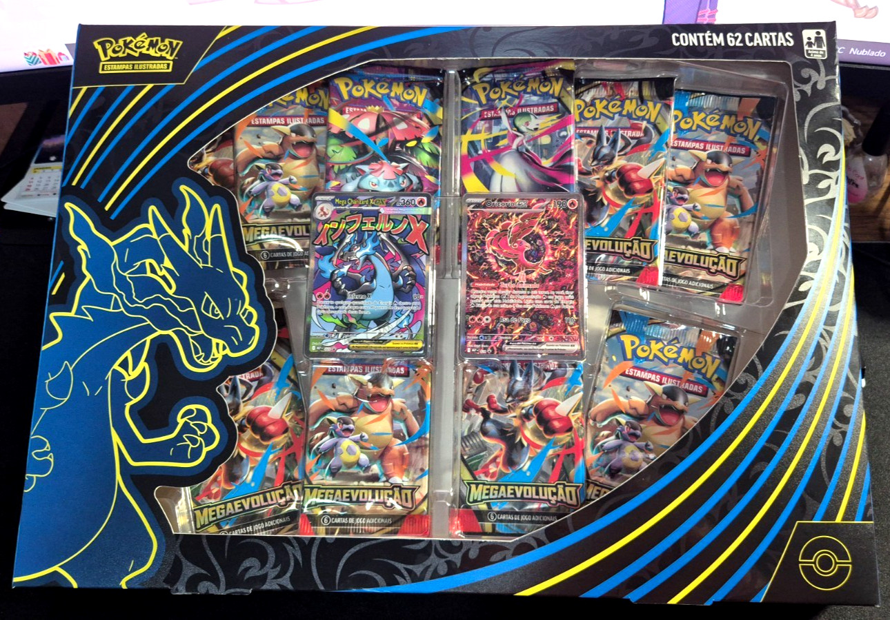 Pokemon TCG Mega Charizard X ex, Oricorio ex Mega Evolution box set - Portuguese