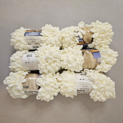 6 Bernat alize Blanket-EZ Yarn #37013 Cream Lot 161037 Jumbo #7 Poly 6.4 oz. ea.