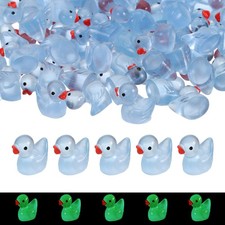 Luminous Mini Resin Ducks, Cute Glow in the Dark Tiny Ducks Light Blue, 60pcs 