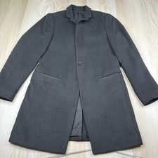 AllSaints Mens Black Wool Blend Single Breasted Slim Fit Villar Coat Size 38