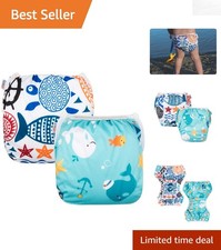 Reusable Swim Diapers for Babies - Large Size 2pcs Pack, Waterproof