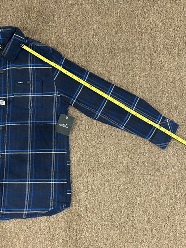 NWT 756 O'Neill Youth XL Navy Plaid Redmond Stretch Flannel Standard Fit Shirt - Picture 5 of 15