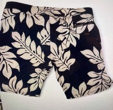 Hawaiian Board Shorts 36 Navy White Floral Button Front Surfwear