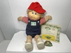 Vintage Cabbage Patch Kids Boy Doll Overalls Red Hat Certificate NICE