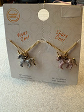 Wonder Nation BFF Unicorn Pendant Necklace Set 2pc 16 in/with extender