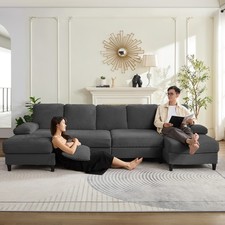 Zafly Modular Sectional Sofa Couches U-Shape Couch 6 Seat Modular Sofa, Corduroy