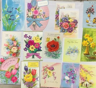 LOT #203 LOT OF 25 UNUSED VINTAGE EASTER GREETING CARDS SCRAPBOOK CRAFTS