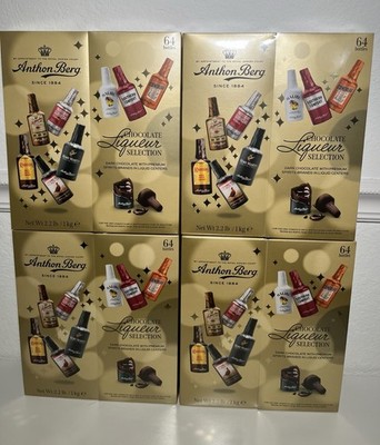 4 Boxes Anthon Berg Dark Chocolate Liqueur Bottles 64pcs | Premium 2.2lb